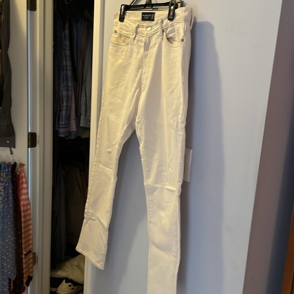 Mens ivory colored straight leg jeans